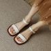 Foreign Trade Plus Size French Retro Brown Sandals Low Heel Roman Open Toe One Strap Simple Comfortable Flat Women's_vogvips.com