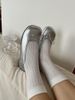 Round Headed Silver Gentle Breeze Soled Grandma's Summer 2025, Soft Leather Flat Bottomed Butterfly Bow Single Shoes For_vogvips.com