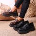 Low Top Women's Slip-On Shoes Spring Style Thick Soled Chunky Heel Leather_vogvips.com