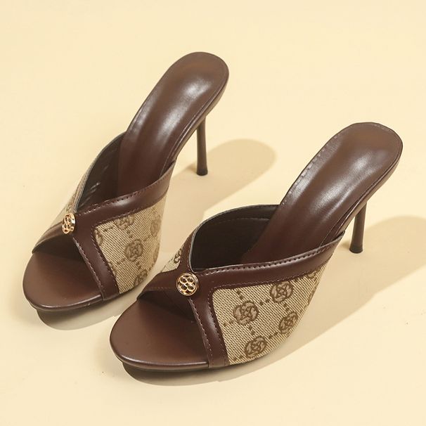 New High Heels Round Head Thin Heel Fashion High Heel Sandals Slippers Large Size Fish Mouth Sexy Cool Slippers_vogvips.com