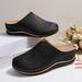 Women's Thick Soled Slip-On Embroidered Slippers Autumn New Style plus Size Closed Toe Lazy Wedge Heel Half Slippers_vogvips.com