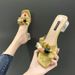 2024 Summer New Mid Heel Western Style Cool Female One Line Slippers Beaded Crystal Heels For Outwear_vogvips.com