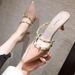 Rivet Pointed-toe Sandals, Closed-toe Slippers, Feminine And Stylish, Comfortable The Feet, High-heeled Shoes With Thin_vogvips.com