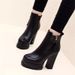 Heels Super High Heels, Waterproof Platform, Heeled Short British Style, Thick Soled Martin Autumn And Winter Women's_vogvips.com
