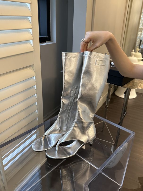 2024 Spring and Autumn New d Side Zipper Personalized Pinch Toe High Heel Cool Boots Herringbone Roman Sandals for_vogvips.com