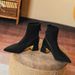 Pointed Toe Ankle Boots For Women With Chunky Heels, 2024 New Women's Boots, Mid-Heel Fashion Boots, Patchwork British Style Retro_vogvips.com