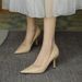 2022 New Women's Spring Summer Design Sense Niche Temperament Thin Heel 8cm Sexy Black Nude Pointed Toe High Heels_vogvips.com