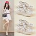 2025 Summer New Hollow Dad Shoes For Women, Mesh Breathable Student Ins Trend Casual Thick Sole Height Increasing KT2669_vogvips.com
