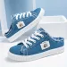 Women's Fashion Flat Sneakers Lace Up Round Toe Non Slip Canvas Casual Walking Slides Shoes_vogvips.com