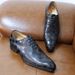 Men's Business Formal Cowhide Handmade Brick Pattern Embossed Oxford Pointed Shoes Pure Leather_vogvips.com