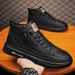 European Warm Series High-top Winter Fleece-lined Warm Cotton Men's Casual Shoes Black Leather Mid-top Martin Boots_vogvips.com