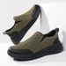 Euro Step Casual For Men Summer Hollow Out Cloth Slip-On Black Walking Soft Sole Lightweight Sports Running Shoes_vogvips.com
