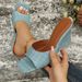 Women's Shoes Summer Large Size Women's Wedge Sandals One Strap Roman Style Lattice Texture Sandals_vogvips.com