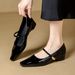 Women's Mary Jane Shoes With Internal Height Increase, Patent Leather, Square Toe, Mid-heel, Slip-on Design, Suitable_vogvips.com