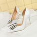 638-K58 Style Banquet Women's Shoes, Super High Thin Heels, Patent Leather, Shallow Mouth, Pointed Square Rhinestone_vogvips.com