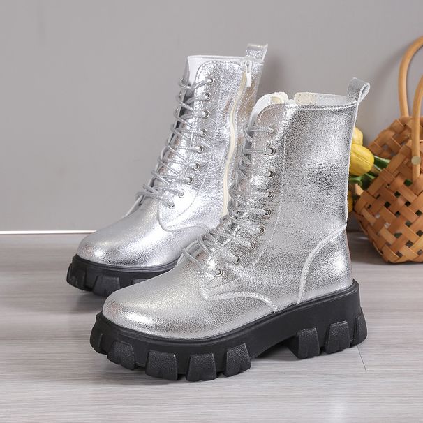 Chunky Platform Martin Boots For Women & Men - Low-Cut British Style Unisex Boots With Side Zipper & Round Toe_vogvips.com
