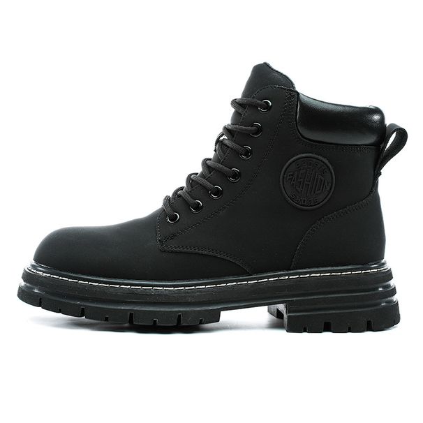 European Warm Series Martin Autumn Winter High-top Motorcycle Leather Outdoor Work Men's Yellow Boots_vogvips.com