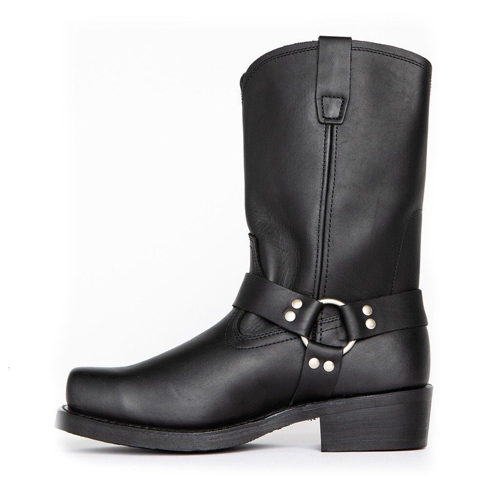 Men's Comfortable Multi Color Leather Western Cowboy Boots With Harness Strap Daily Outfit_vogvips.com