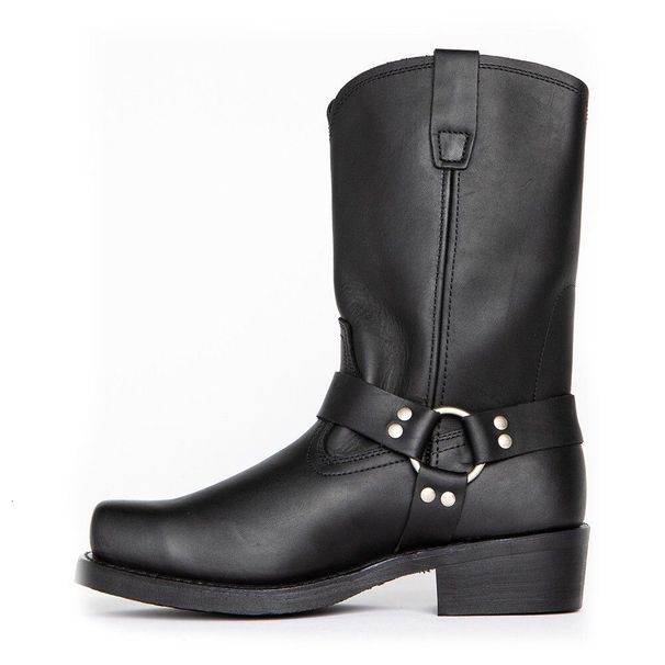 Men's Comfortable Multi Color Leather Western Cowboy Boots With Harness Strap Daily Outfit_vogvips.com