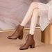 Chunky High Heel Pointed Toe Martin 2024 Autumn Winter New British Style Lace-up Short Fleece Lined Warm Cotton Shoes_vogvips.com