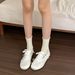 Lan Cabinet Soft And Fluffy Girl's Bowknot White Sneakers Summer Lace-up Casual Agan Training Shoes For Women_vogvips.com