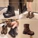 Vintage Western Big Toe Belt Buckle Martin 2025 Autumn New Thick Sole Height Increasing Short Boots For Petite Women_vogvips.com