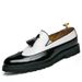 Korean Style Trendy Fashion Slip-On Casual Leather For Men Brogue Carved Pattern Thick Sole British Tassel Shoes_vogvips.com