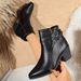 British Style High Heeled Martin Boots Plus Size Side Zipper Belt Buckle Chunky Heel Fashion Boots For Women_vogvips.com