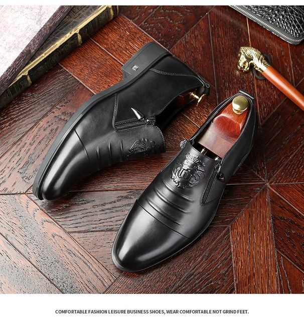 Unbeatable Quality Barton Martin End Shoes: New Men's Business Casual 146-88Z Pointed Leather Shoes With High Help Cotton_vogvips.com