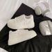 Women's Same Style Genuine Leather Thick Bottom Breathable White Shoes Round Toe Lace Up Casual Sneakers Women's Height Increasing Sports Shoes_vogvips.com