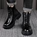 European Warm Series Martin Lightweight Thick-Soled Lace-Up Leather Autumn Winter Fleece-Lined Warm Work Round Toe Comfortable Side Zipper_vogvips.com