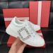 Baby Same Style New Rhinestone Square Buckle White Sneakers For Women Genuine Leather Sports Versatile Hidden Heel_vogvips.com