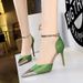 8386-7 Chinese Style Women's Shoes Banquet High Heels Shallow Mouth Splicing Pointed Hollow Strap Sandals For Women_vogvips.com