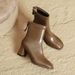 Women's Short Boots 2025 New Autumn And Winter Mid-calf Fashion Boots, Square Toe, Chunky Heel, Slim-fit Boots, Brown, French Styl_vogvips.com