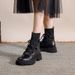 Genuine Soft Leather Martin Summer Thin 2024 New Thick Sole Women's Spring Autumn Single Black Short Boots_vogvips.com