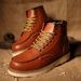 Men's Classic Martin Boots - Vintage Work Boots For Outdoor & Casual Wear - Slip-Resistant Rubber Sole - Mid-Calf Height - Brown/Black/Burgundy_vogvips.com