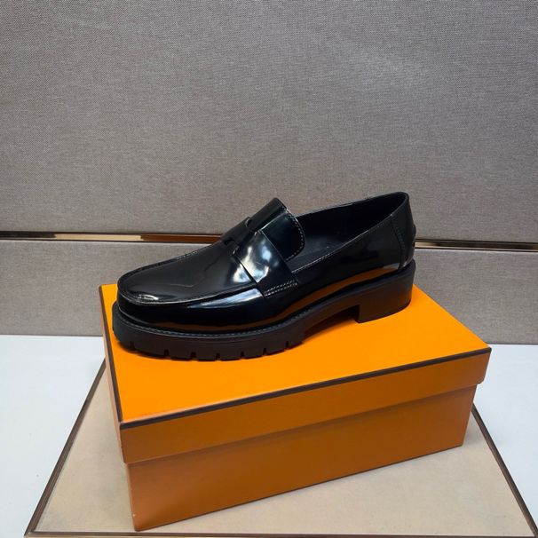 1:1 Standard Original Box 2025 New Men's Slip-On Thick-Soled Loafers Fashion Gentleman Business Casual Leather Shoes_vogvips.com