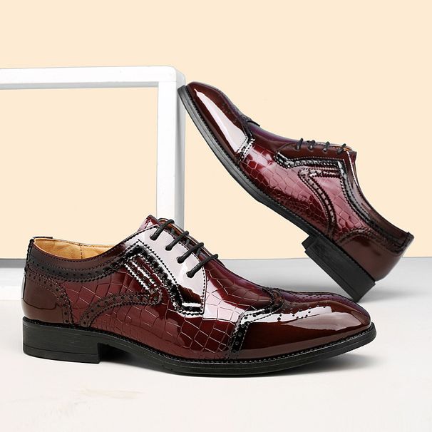 Euro Step Large Size Leather Pointed Toe Wedding Men's Brogue Suit Carved Gentleman Business Formal Casual Shoes_vogvips.com