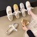 Silver Ballet Style Round Head Inner Height Increase Flat Bottom Light Mouth Single Shoes Women's Summer Versatile French Mary Jane Shoes_vogvips.com