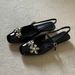 Chuyuji French-style Floral Rhinestone Closed-toe Mules For Women, Low-heeled, Elegant, Black Sandals With A Single_vogvips.com