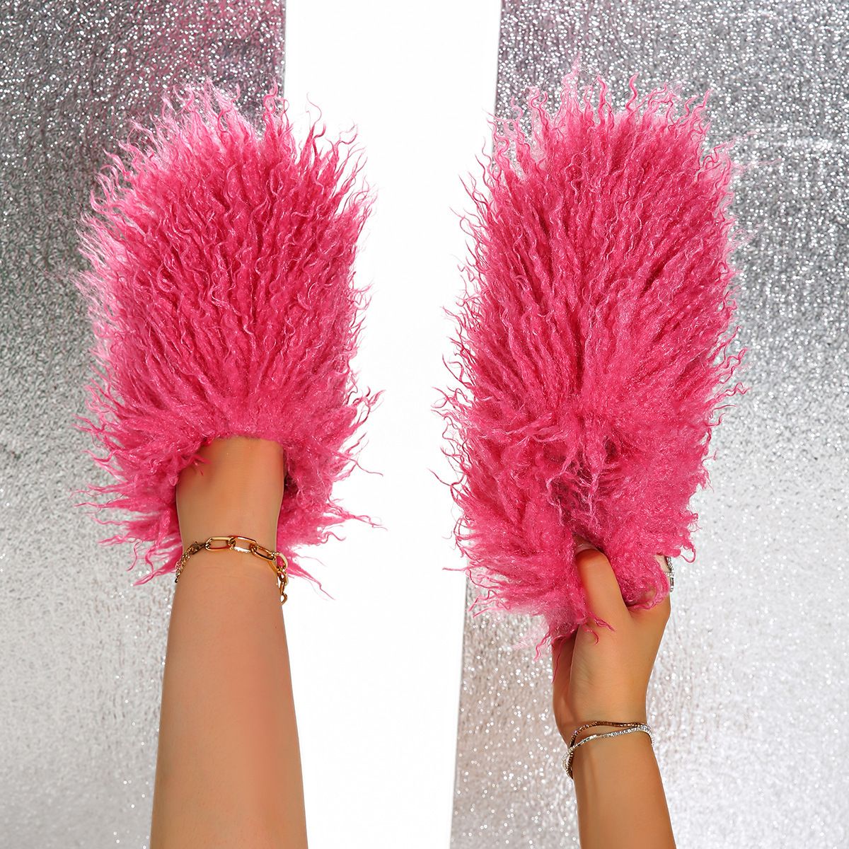 New Hairy In Winter, With A Bag Heel And Velvet Indoor Warmth. Solid Color Thick Soled Cotton Shoes For Women_vogvips.com