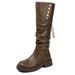 Melard Long For Women 2025 Autumn Winter Over-the-Knee Knight Thick Sole Wrinkled Brown Boots_vogvips.com