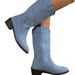 New Martin Embroidered High Heel Women's Shoes Wooden Sole Mid-Calf Western Cowboy Boots Winter_vogvips.com