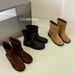 2025 New Style Slimming~ Slip-On Fashion Short Thick Sole Western For Women Round Toe Versatile Cigarette Boots_vogvips.com