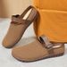 Women's Shoes Summer New Versatile Retro Soft Sole Women's Shoes Ins Style Outdoor Slippers Flyknit Mesh Closed Toe Half Slip-On_vogvips.com
