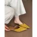 French-style Elegant Closed-toe Mules For Women, 2025 New Summer Model, With Thin Heels That Don't Tire The Feet, Suede_vogvips.com