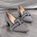 large Size Houndstooth Stylish Thick Heeled Shoes For Women With Comfortable And Versatile Pointed Toe High Heels_vogvips.com