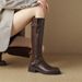 Brown Round Toe Belt Buckle Riding For Women 2024 New Autumn Winter Fleece Lined Over-the-Knee Slimming High Tube Long_vogvips.com