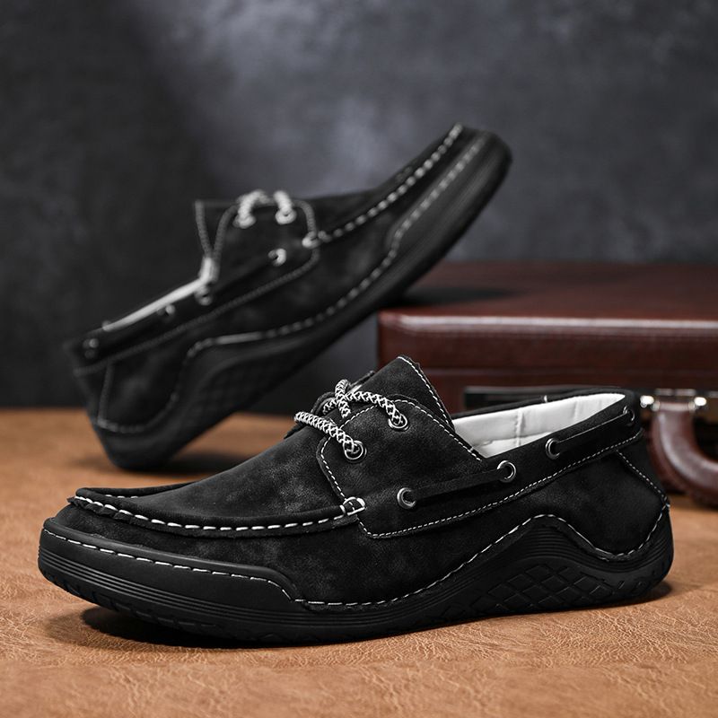 Trendy Driving Men's Shoes, Breathable Genuine Leather Soft-Soled Board Shoes, Men's Business British-Style Versatile Ca_vogvips.com