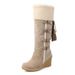Women's Shoes Large Size Back Lace Up Tassel High Boots Sleeve Wedge Heel Snow Boots_vogvips.com